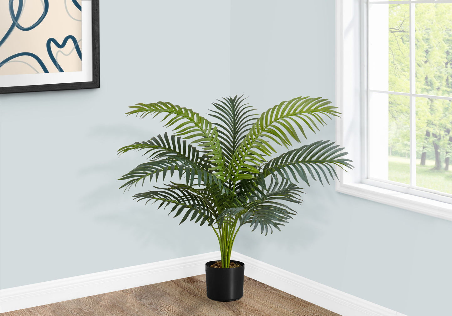 34" Tall, Artificial Plant, Palm Tree, Indoor, Faux, Fake, Floor, Greenery, Potted, Real Touch, Decorative - Green / Black