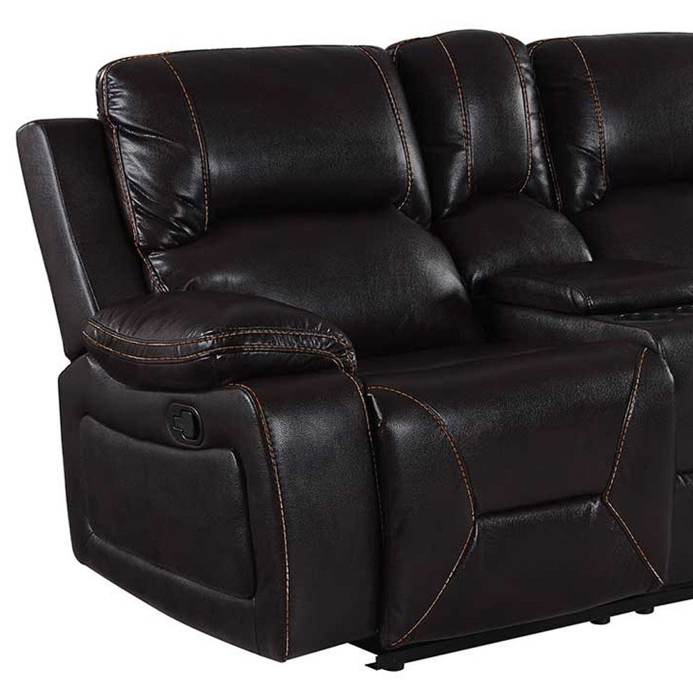 Love Seat Faux Leather Manual Reclining With Storage - Brown