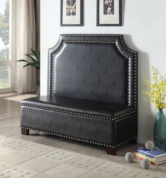 Faux Leather Settee With Chocolate Legs - Espresso