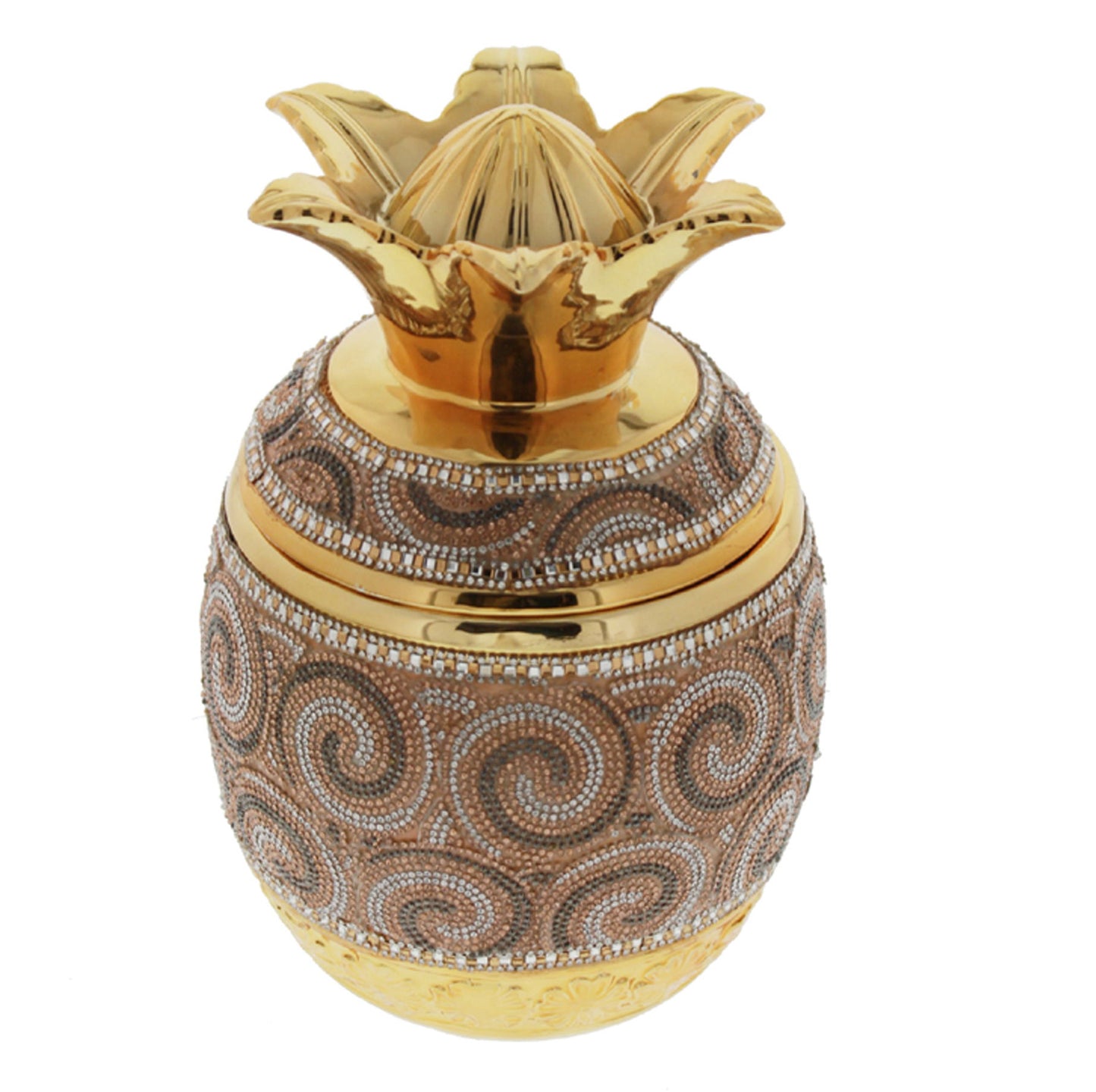 Ambrose Gold Plated Crystal Embellished Lidded Ceramic Pineapple Bowl (7 In. X 7 In. X 10. 5 In.)