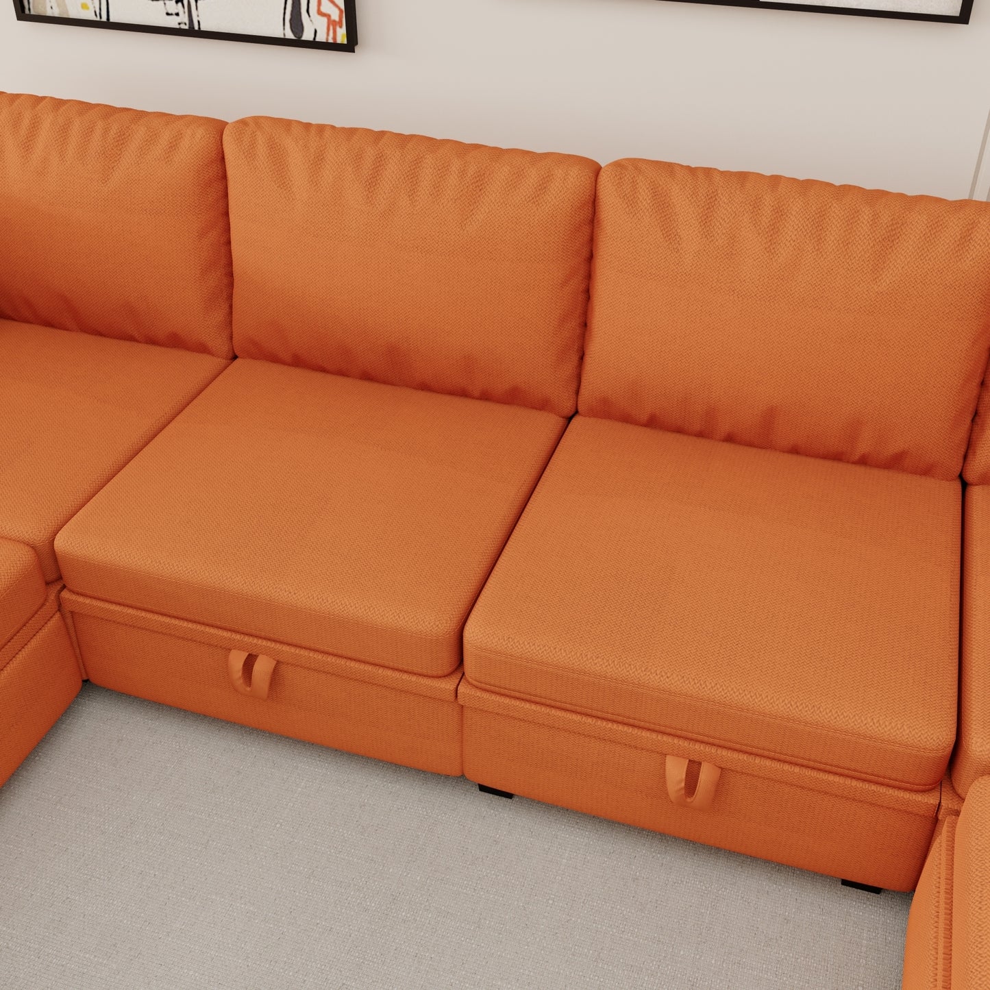 UNITED WE WIN Modular Sectional Sofa U Shaped Modular Couch with Reversible Chaise Modular Sofa Sectional Couch with Storage Seats