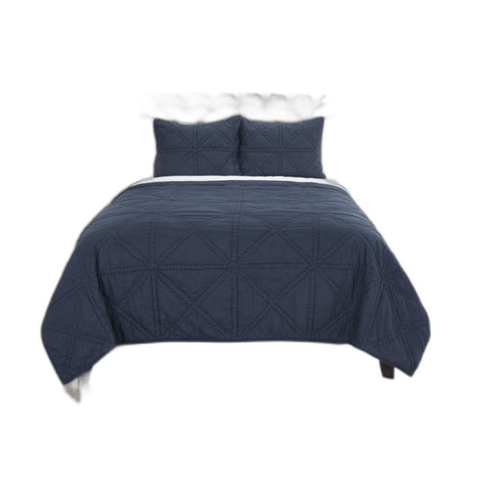 Queen Cotton, 300 Thread Count Machine Washable Down Alternative Comforter - Indigo