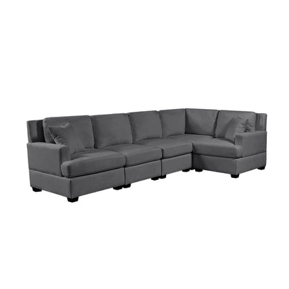 U_Style Sectional Modular Sofa with 2 Tossing cushions and Solid Frame for Living Room