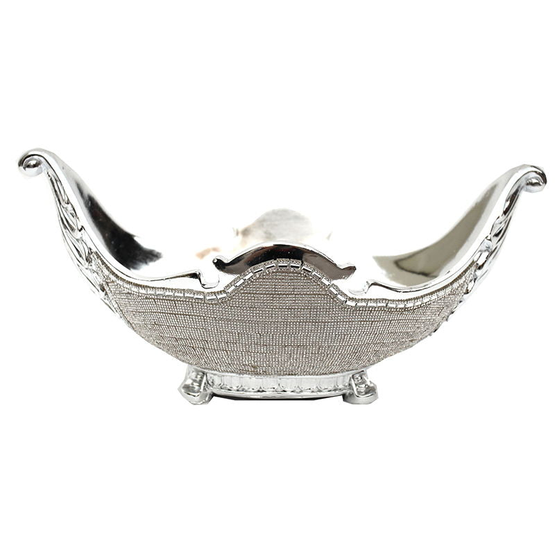 Ambrose Chrome Plated Crystal Embellished Ceramic, Fruit Platter - Silver