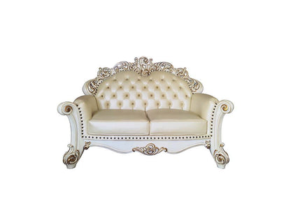 Vendom - Loveseat - Champagne PU & Antique Pearl Finsih