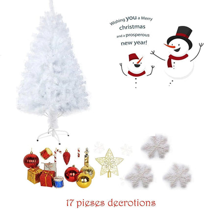 5Ft Premium Spruce Artificial Christmas Tree With Metal Stand - White