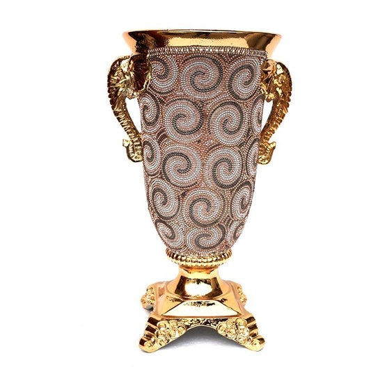 Ambrose Plated Crystal Embellished Ceramic Vase - Gold