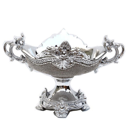 Ambrose - Chrome Plated Crystal Embellished Fruit Platter - Silver