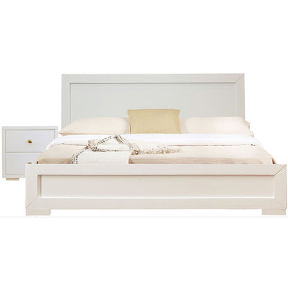 Moma Wood Platform Twin Bed With Nightstand - White