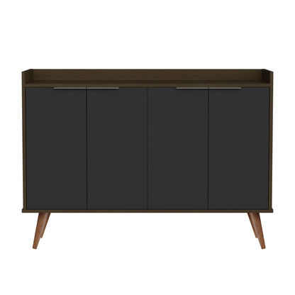 Buffet Accent Chest With Six Shelves - Dark Brown And Black