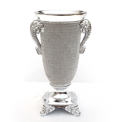 Ambrose Plated Crystal Embellished Ceramic Vase - Silver