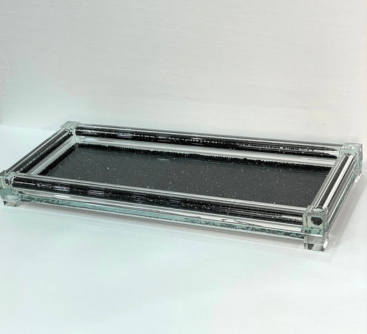 Ambrose Exquisite Large Glass Tray In Gift Box - Black