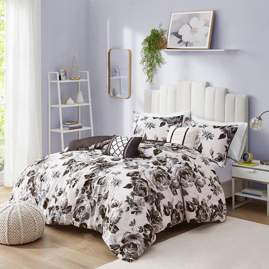 Dorsey Queen Floral Print Duvet Cover Set