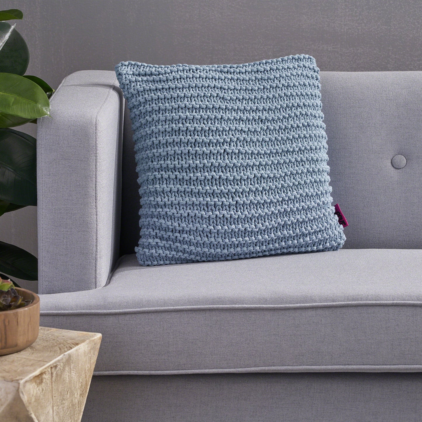 Knited Pillow - Blue