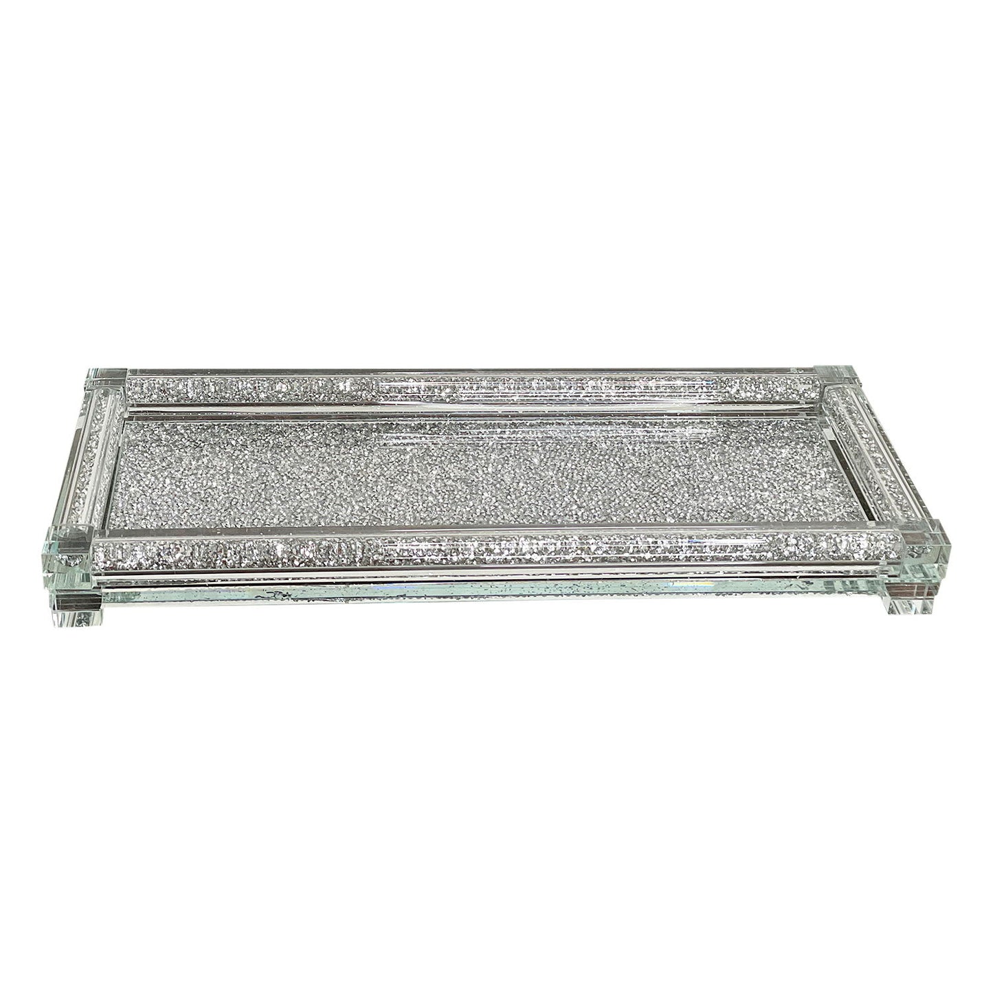 Ambrose Exquisite Medium Glass Tray In Gift Box - Silver