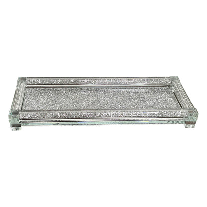 Ambrose Exquisite Medium Glass Tray In Gift Box - Silver