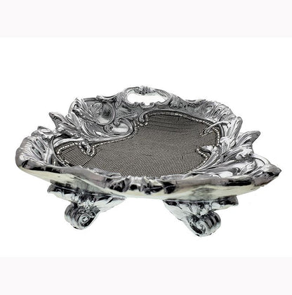 Ambrose Chrome Plated Crystal Embellished Ceramic Plate - Silver