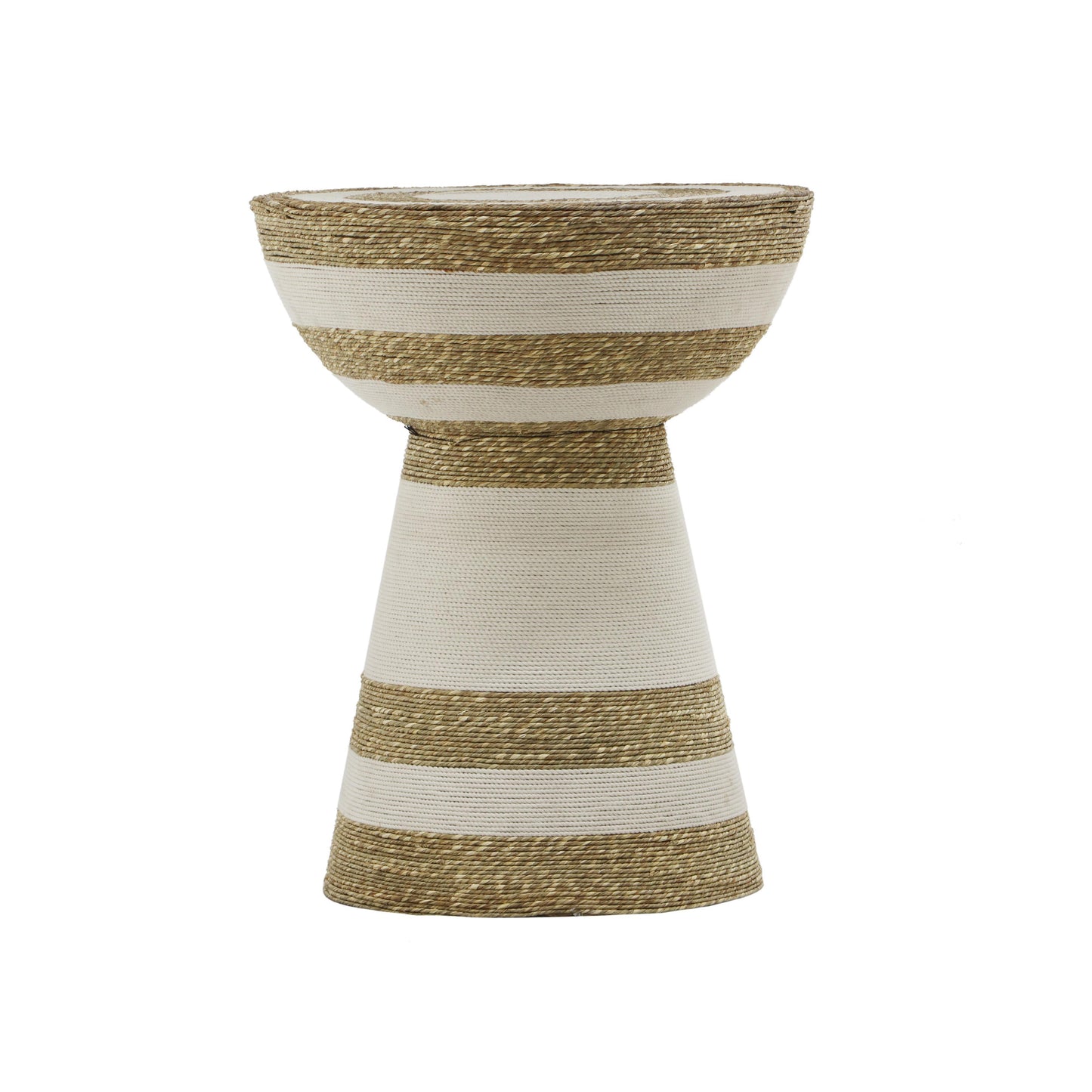 Wren - Striped Side Table - Natural / White