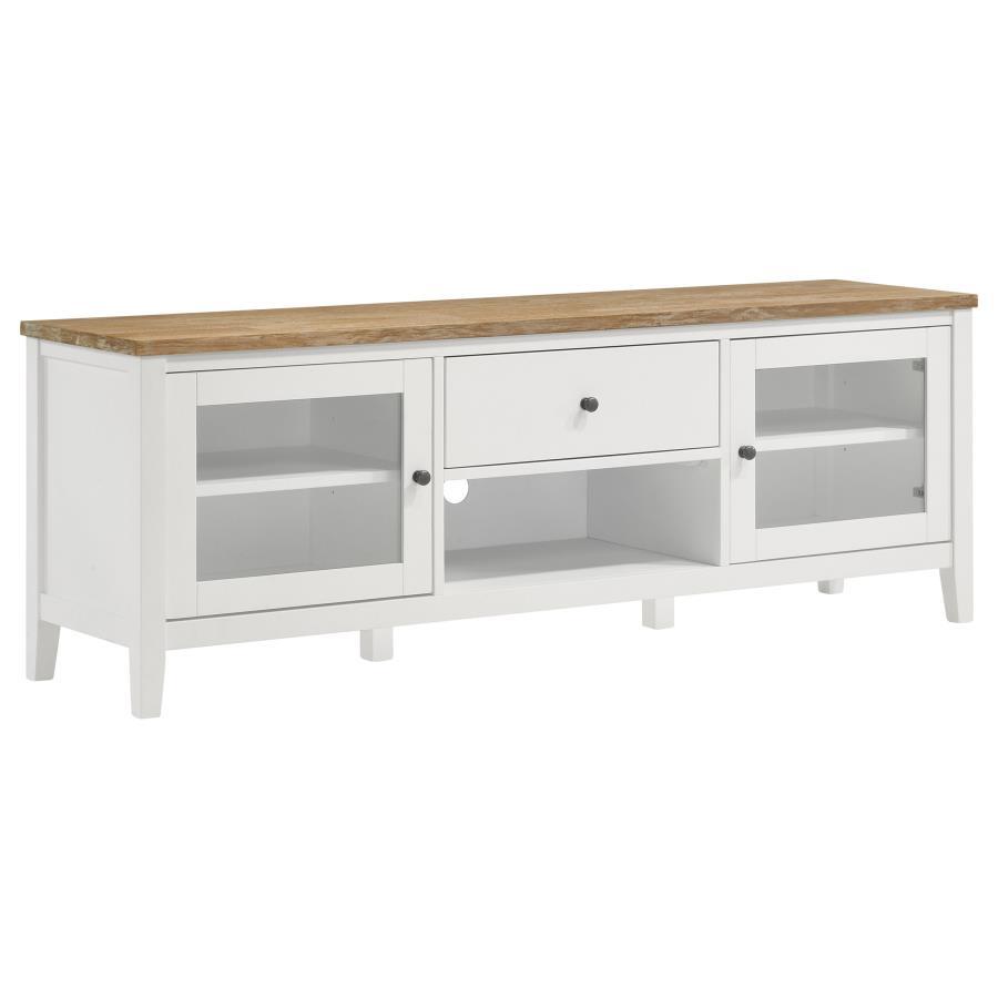 Hollis - 2 Door Wood TV Stand With Drawer - Brown And White