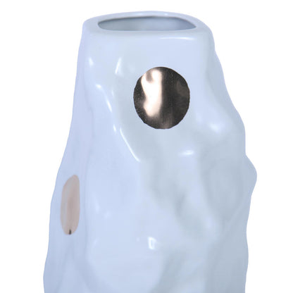 Modern And Elegant White Ceramic Vase With Gold Design