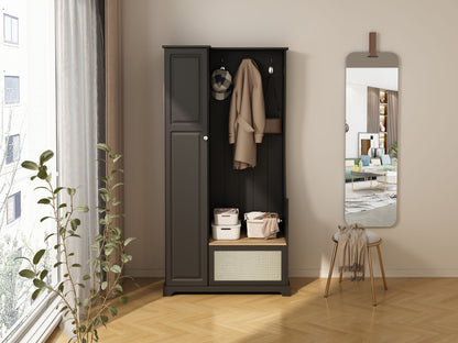 1 Door Closet, Suitable For Living Room, Entryway, Bedroom - Black