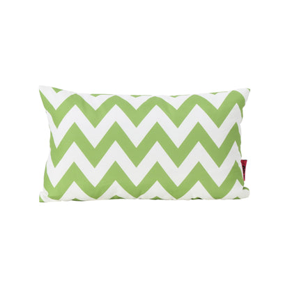 Marisol Chevron Rectangular Pillow - White / Green