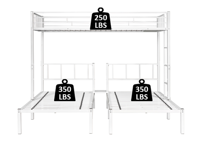 Triple Twin Bunk Bed/ Can Be Separated into 3 Twin Beds/ Sturdy Metal/ Noise Reduced/ Bunk Bed for Three/ Safety Guardrail/ CPC Certified/ No Box Spring Needed