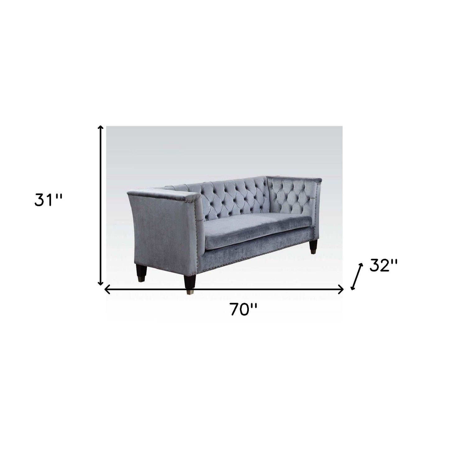 Velvet Loveseat - Blue Gray / Black