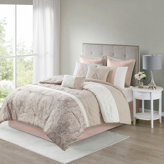 8 Piece Comforter Set - Blush