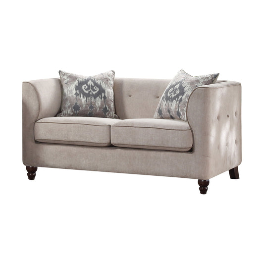 Velvet Love Seat - Tan / Black