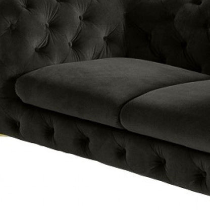 Velour Chesterfield Loveseat - Dark Gray / Gold