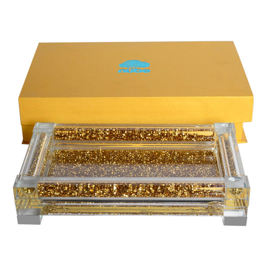 Ambrose Exquisite Small Glass Tray In Gift Box - Gold