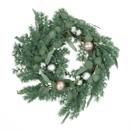 26" Pineneedle Wreath With Ball - Green