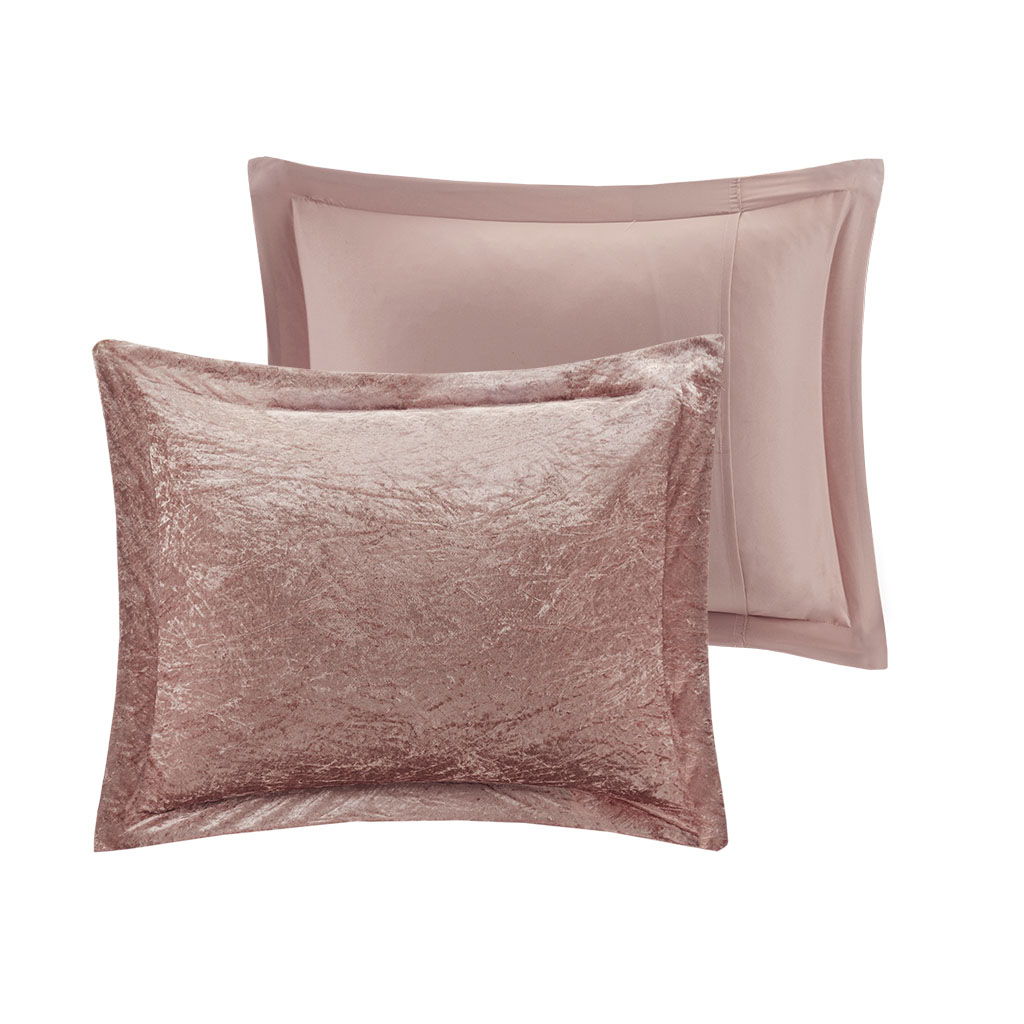 Felicia Queen Velvet Comforter Set - Pink