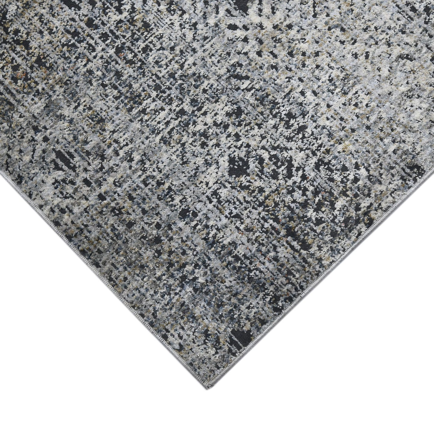 9' x 12' Abstract Power Loom Area Rug - Ivory Black And Gray