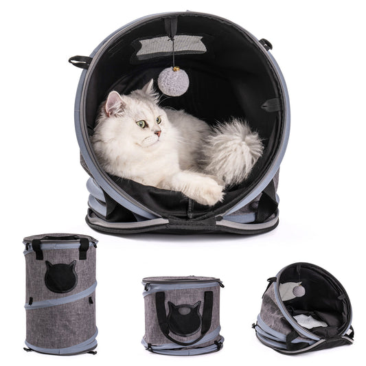 3 In 1 Cat Bed, Foldable Tunnel Pet Travel Carrier Bag Toy Cat Bed With Plush Balls For Indoor Cats Puppy