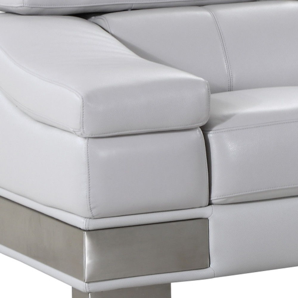 Genuine Love Seat Leather - Light Gray / Silver