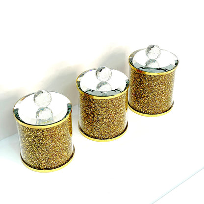 Ambrose Exquisite Three Glass Canister Set In Gift Box Gold