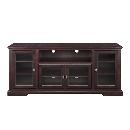 Transitional Classic 70" TV Stand For 80" TVs With 4 Glass Doors