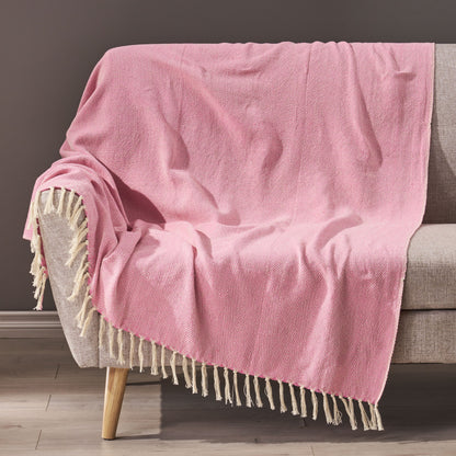 Zig Zag Throw Madeoif Recycled Yarns - Pink