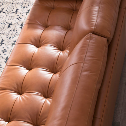 Mid-Century Tufted, Leather Sofa