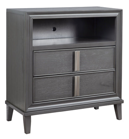 Pine Poplar Solids With Mindy And Veneer Open Shelving TV Stand - Gray