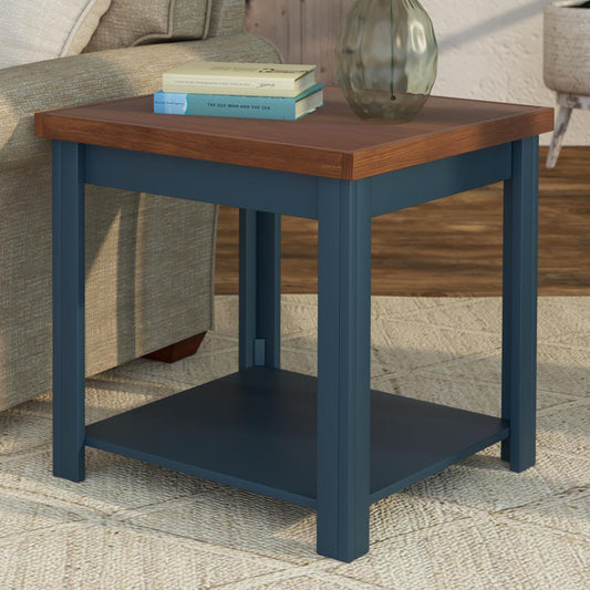 Bridgevine Home - Nantucket 24" Side Table - Blue Denim and Whiskey Finish