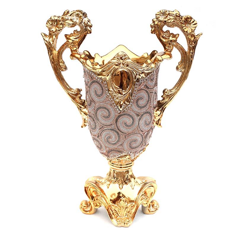 Ambrose Chrome Plated Crystal Embellished Ceramic Vase, Gold