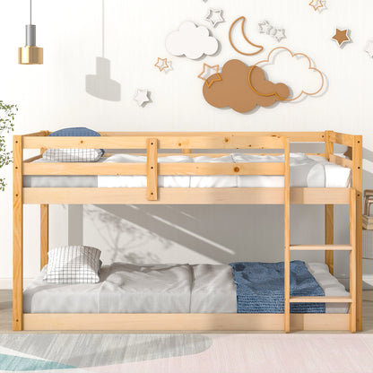 Twin over Twin Floor Bunk Bed,Natural