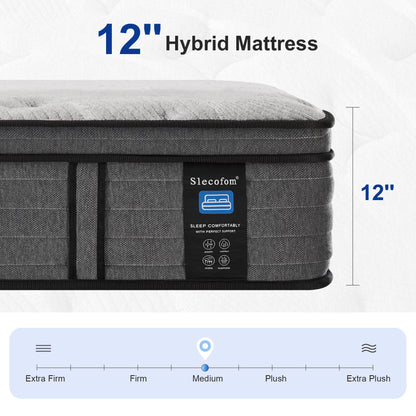 Slecofom 12-Inch Tight Top Pocket Spring Hybrid Memory Foam Mattress - Full