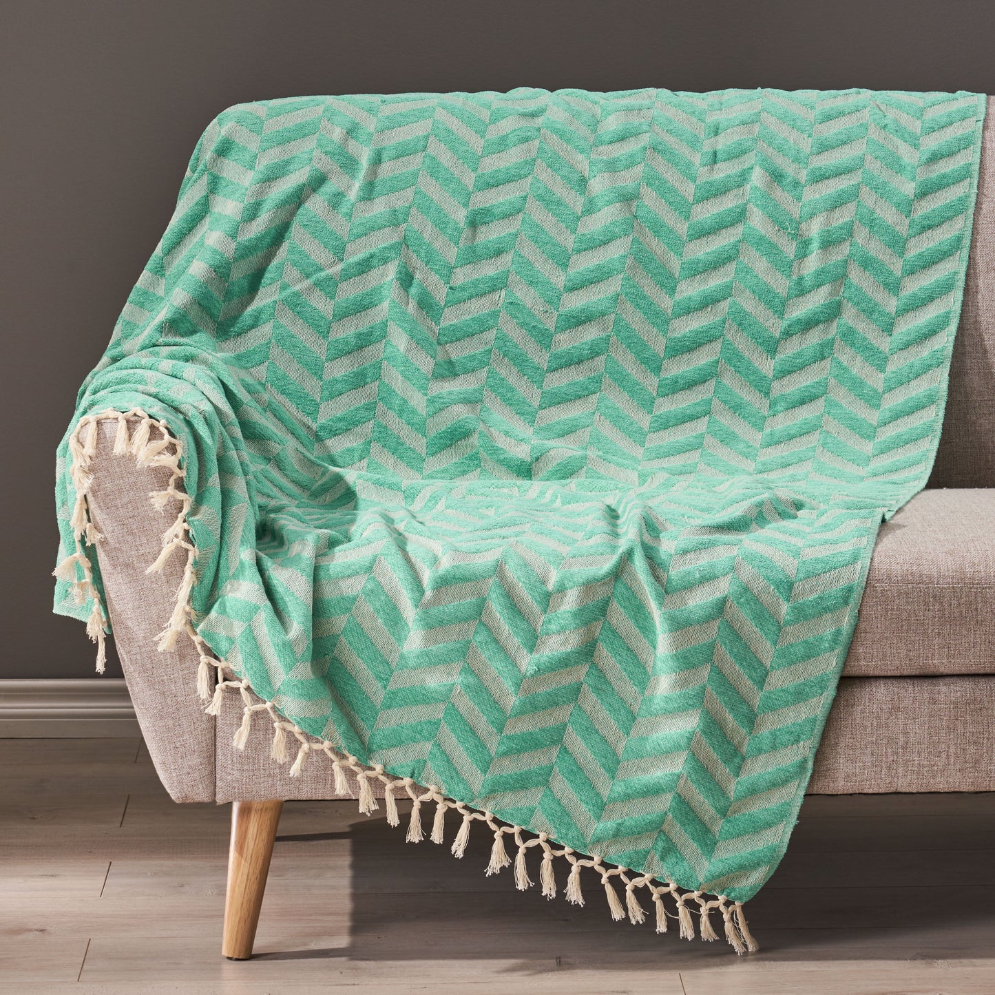 Handloom Cotton Chaneel Throw - Teal