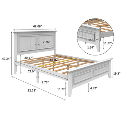 Modern Country Inspired Solid Wood Bed, Queen Size Bed Frame, Timeless Design & Elegant With Embellish Details Featuring Unique Aesthetics Wooden Bed by Bolivar Series. Paint Sprayed Finishing