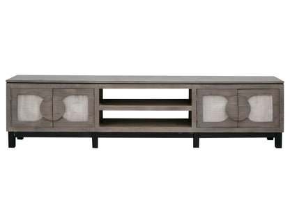 Solid Wood Cabinet Enclosed Storage Distressed TV Stand - Gray