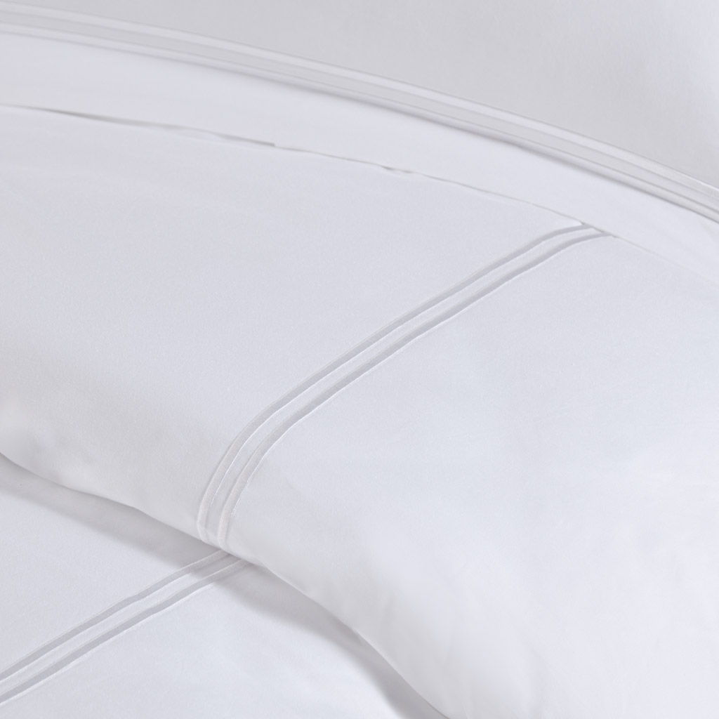 100% Cotton Sateen Embroidered Comforter Set, White